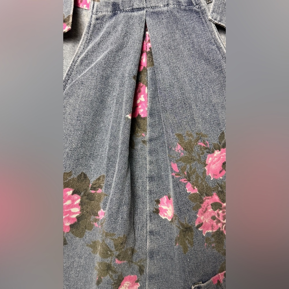 BiBi Floral Denim Overall Shorts NWT S, M,L ,XL 100% Cotton Boutique - Picture 6 of 11
